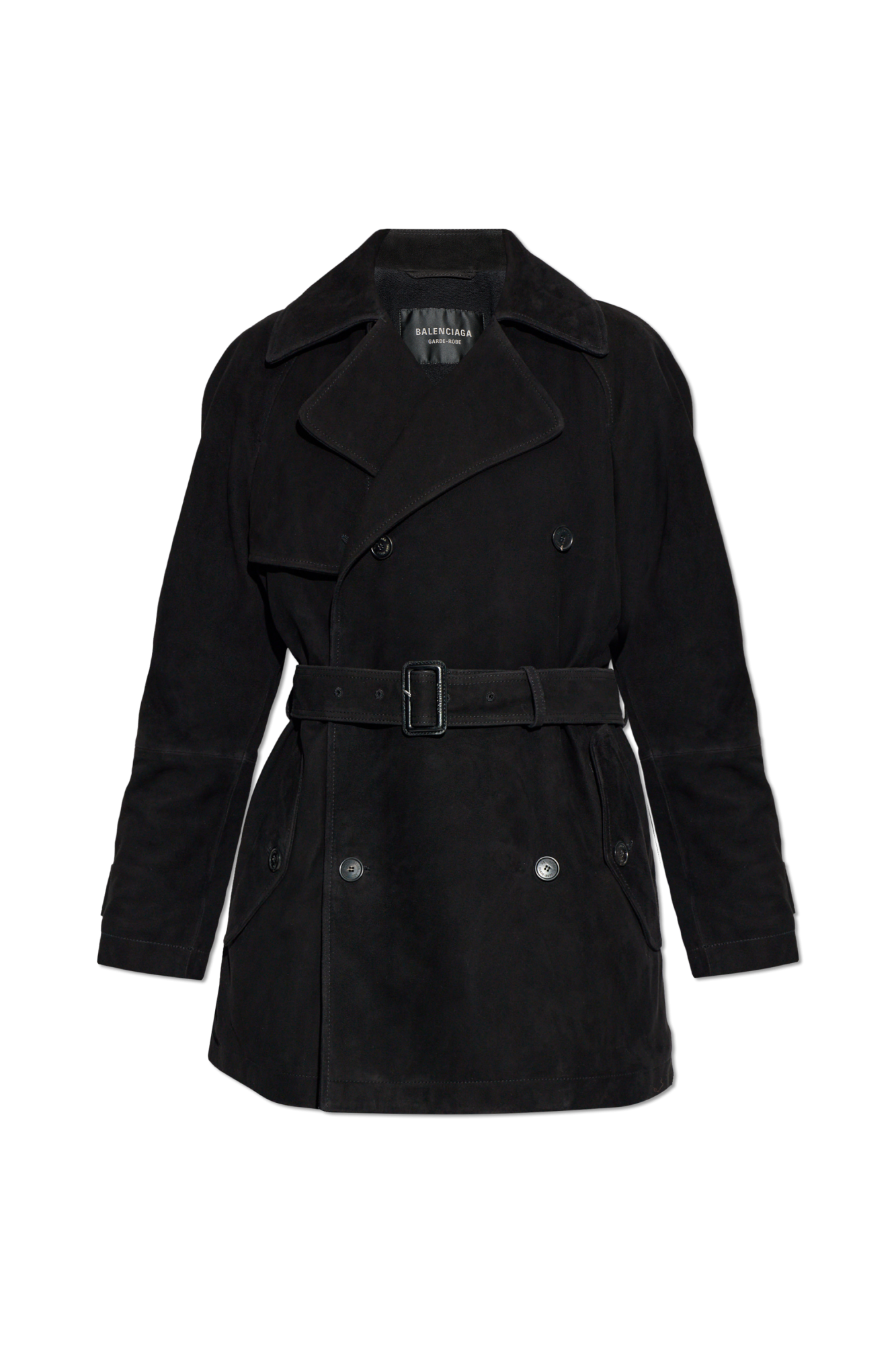 Preto Trench coat de camurça com cinto Balenciaga - Vitkac Brazil